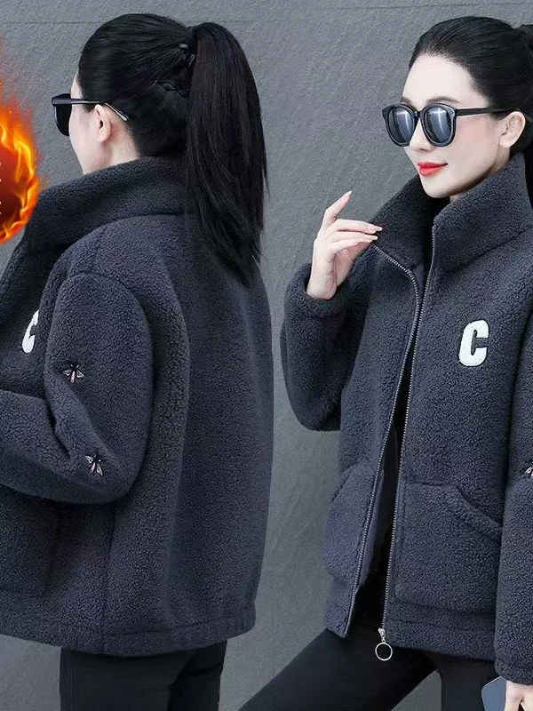 

Теплая хлопковая куртка с меховой подкладкой, зимняя модная верхняя одежда в корейском стиле, на молнии, удлиненная, стандартный крой