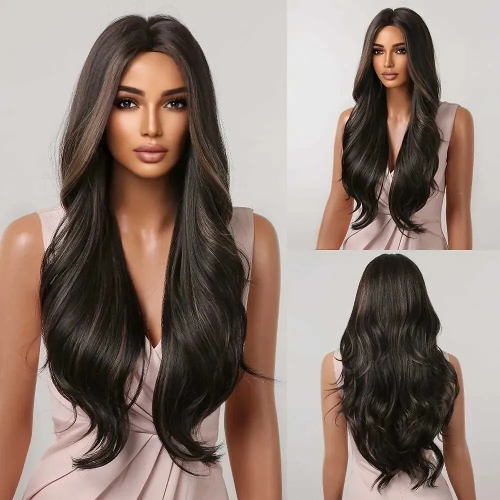 

New Fashion Women's Long Dark Brown Wavy Wigs 24 In