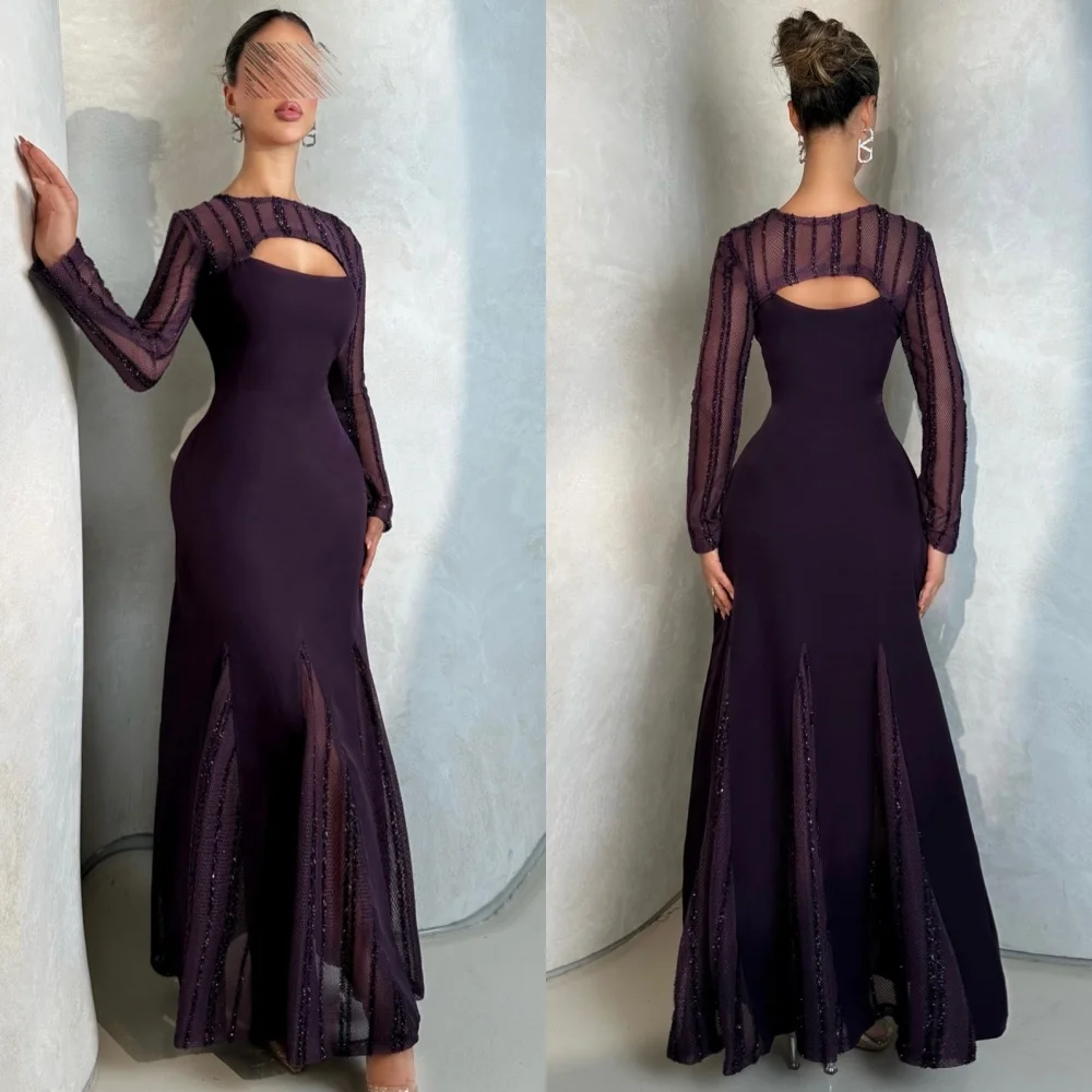 

Customized Elegant Fashion Jersey Beading Ruched Mermaid Scoop Neck Long Dresses Bespoke Occasion Dresses Sizes Available Sexy