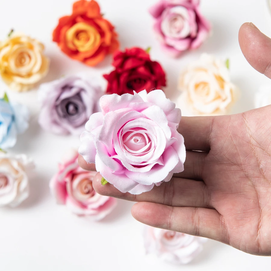 Cheap Pink Artificial Flowers Crafts Wreath Headgear for Home Decor Wedding Accessories Outdoor Garden Diy Scrapbook Silk Roses