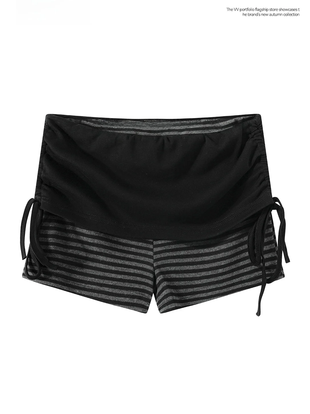 Black Stripe Sexy Short Pants Women's Summer Slim Fit High Waist Drawstring Base Layer Pants Sexy Butt Covering Design