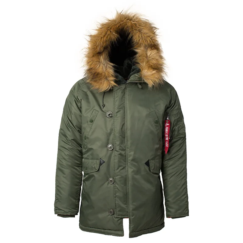 Novo inverno parka grosso militar parkas capuz de pele longo masculino outwear jaqueta tamanho grande casaco da força aérea dos homens à prova dwindproof água vento