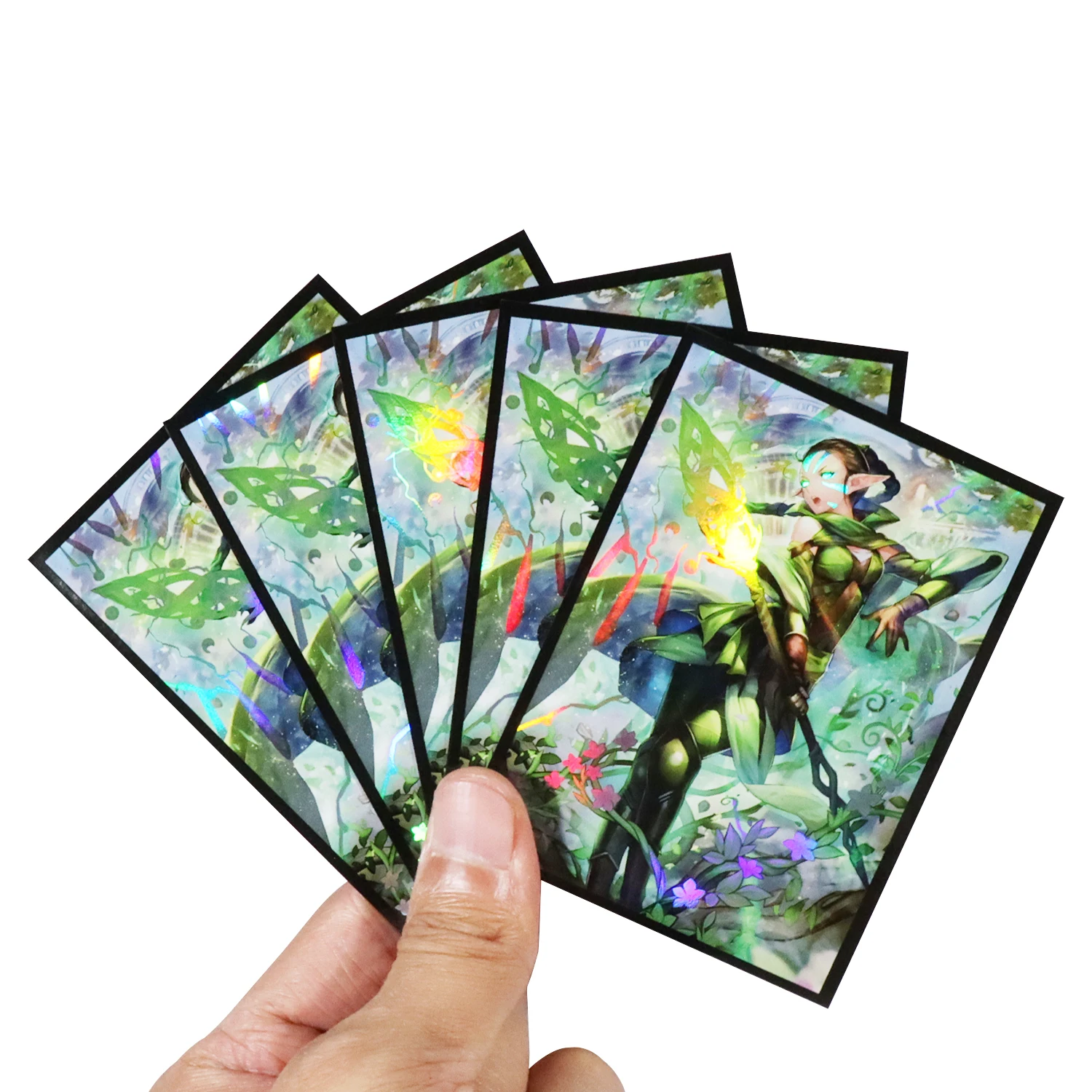 Holographic Anime Card Sleeves MTG Nissa Standard Size Card Sleeve Trading Card Protectors for 67x92mm Standard Size Foil Pocket