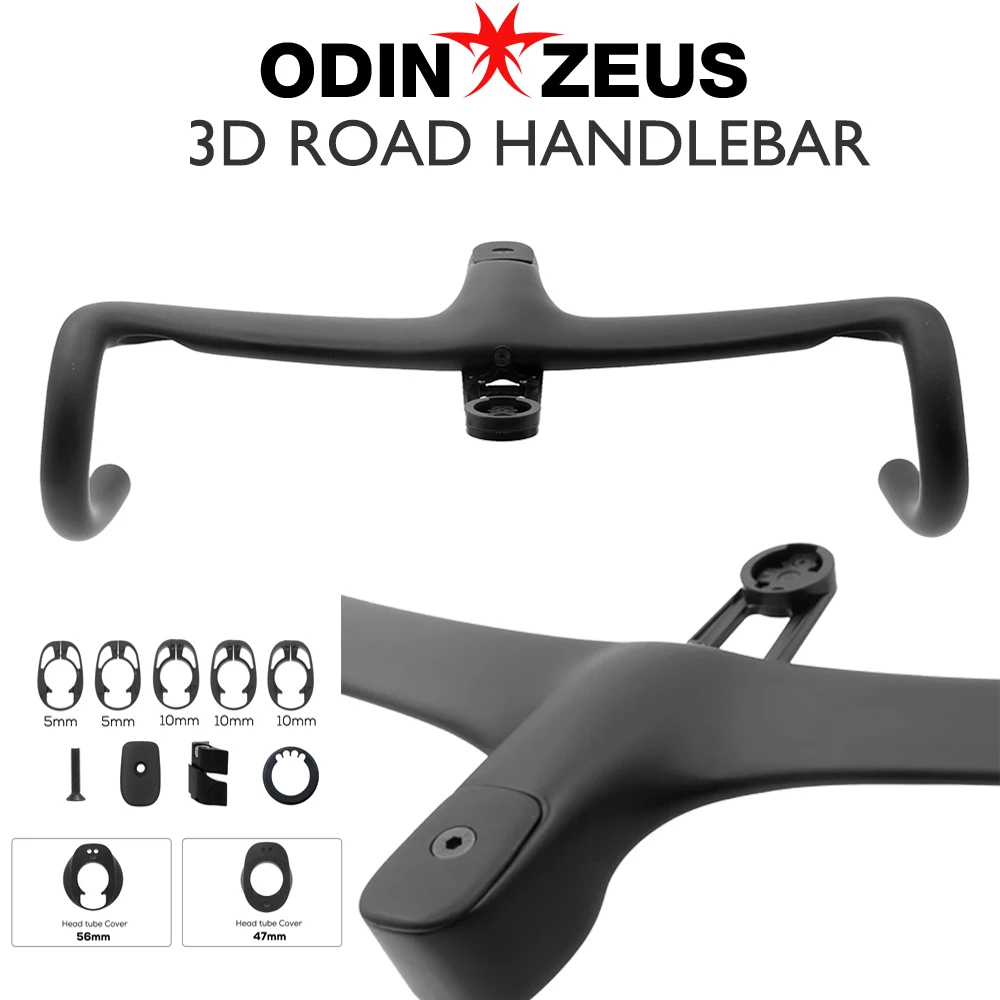 

OIINZEUS carbon fiber road bike handlebars, Aero integrated handlebars, internal cable routing, 28.6mm diameter, 360-440mm width