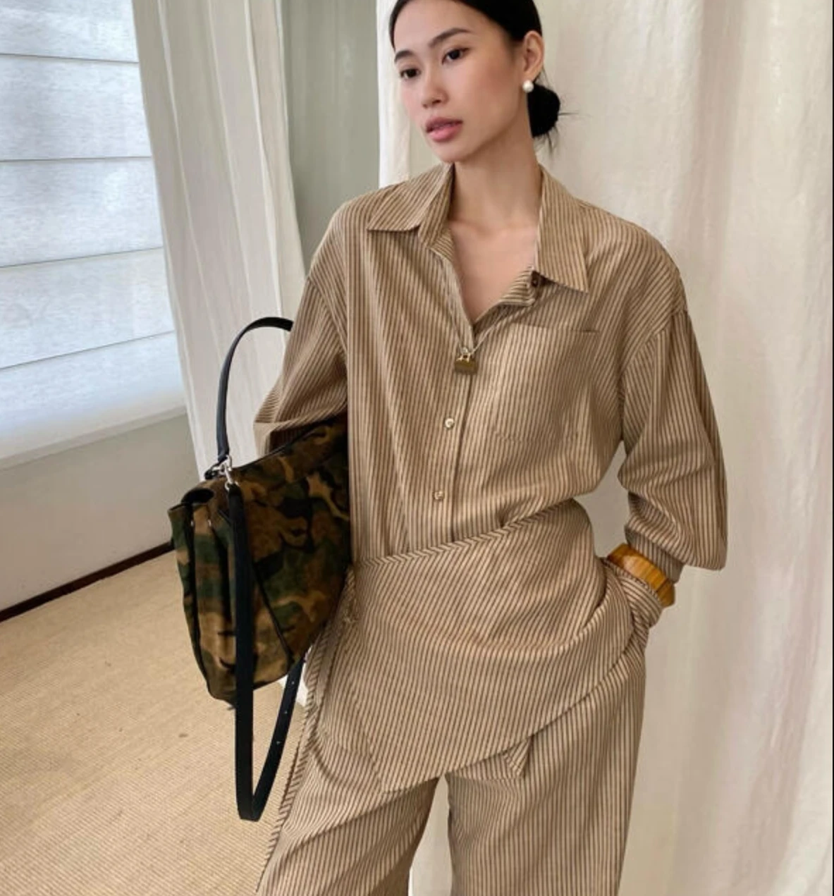 

SuperAen 2025 Summer New Oversize Women Fashion Loose Casual Pullover Tops Harem Ankle-length Pants Two-piece Sets