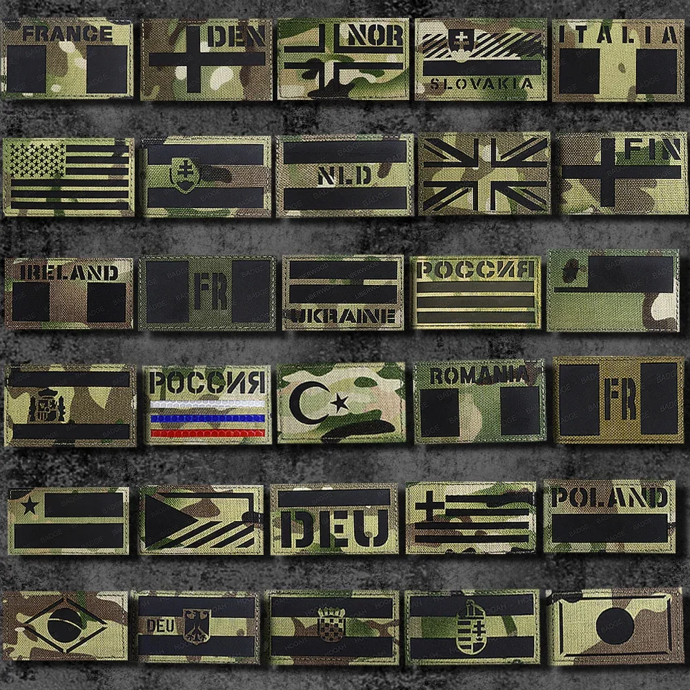 

NLD Netherlands France Spain US flag Turkey Romania Italy Bracelet Emblem Brazil United Kingdom Russia IR Reflective Patches Inf