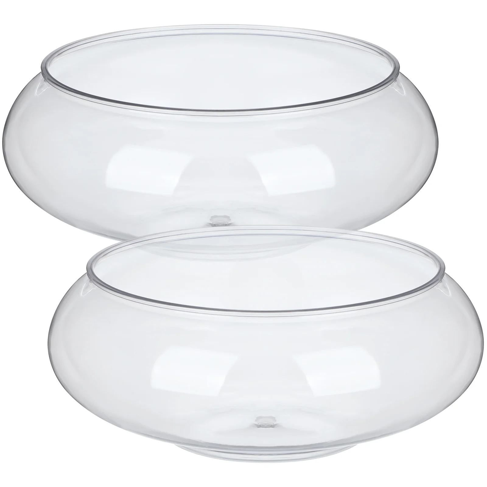 

2pcs Small Fish Tank Transparent Round Plastic Aquarium For Desktop Home Office Goldfish Bowl Lightweight Breeding Box Clear