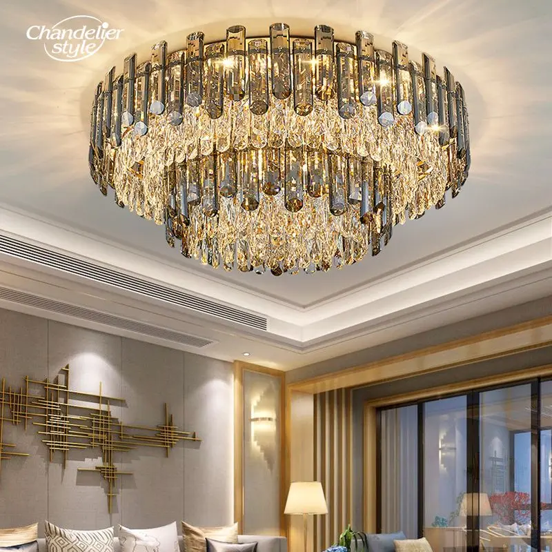 

Modern Crystal Flushmount Luxury LED Round Ceiling Lights Fixture Living Room Bedroom Dining Room Chandelier Lighting