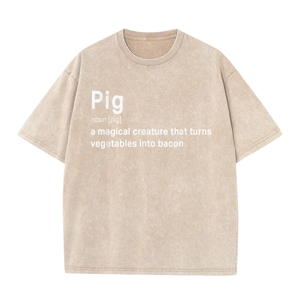 Funny Gift T-Shirt Best Hilarious Pig And Bacon Definition Blue Marcas Lujo Big Size Tee Shirt Pull On Cotton Men Casual Tops