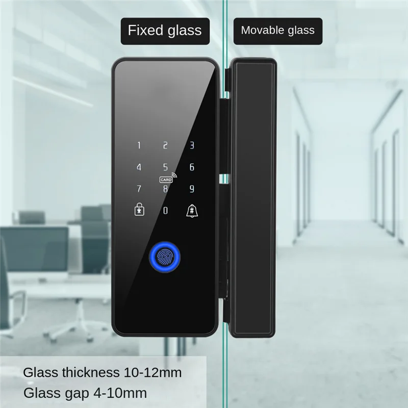 A42Z-Waterproof Tuya Wifi Smart Door Lock Fingerprint Electronic Rim Lock For Glass Door - Image 2