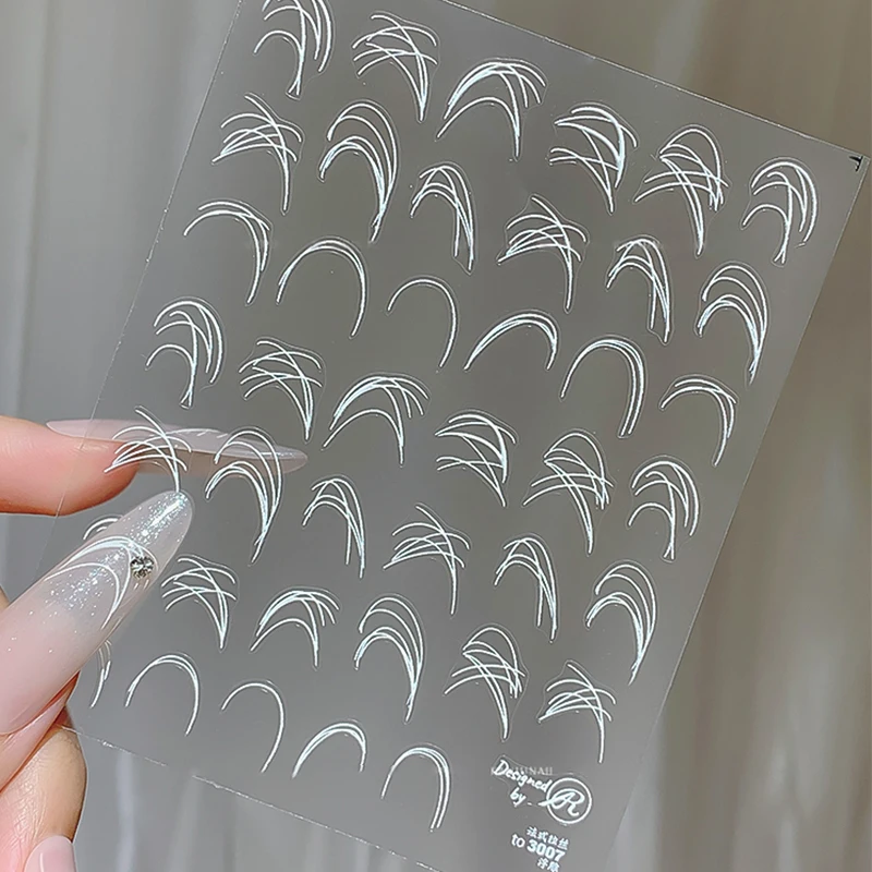 White French Nail Art Stickers High Quality Basic Version Adhesive Decals Gradient Color Line Nail Tips Manicure Nail Art Slider