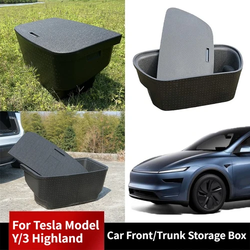 Imagen 1 del producto Caja de almacenamiento delantera/maletero de coche para Tesla Model Y Juniper 2021-2025 Model 3 Highland 2024 2025 caja aislada de viaje para acampar al aire libre