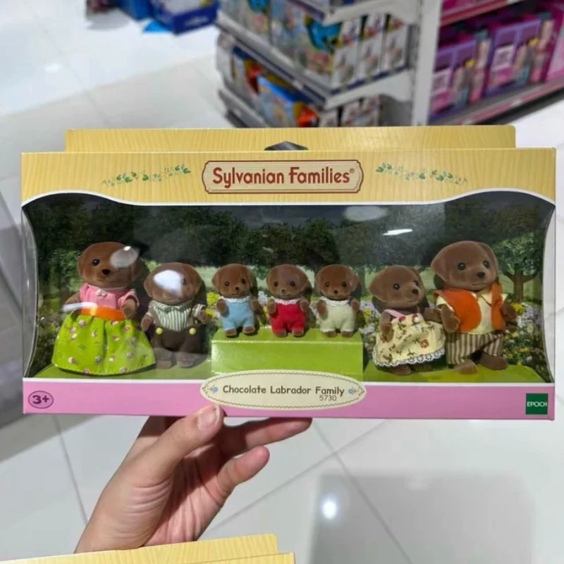 In Stock Sylvanian Families Chocolate Labrodor Fomily Action Figures Sylvanian Familiy Children Toy Collection Kid Girls Gifts