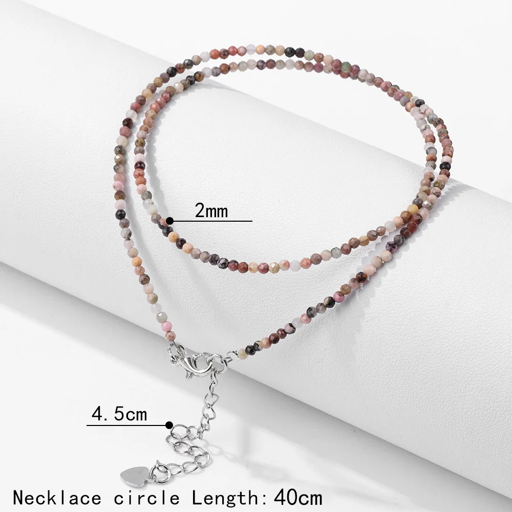 Natural Faceted Stone Necklace 2MM Small Bead Chain Necklace Quartzs Crystal Jades Choker Healing Jewelry Gifts For Women Men