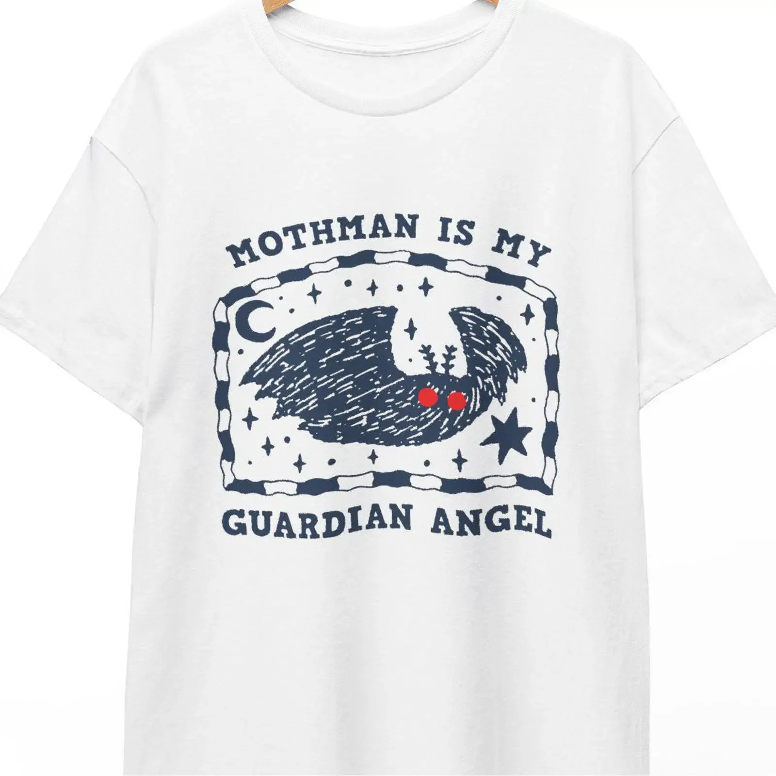 Mothman is my Guardian Angel funny Cryptids T shirt vintage Washed graphic Stretched streetwear Versatile designer clothes Soft