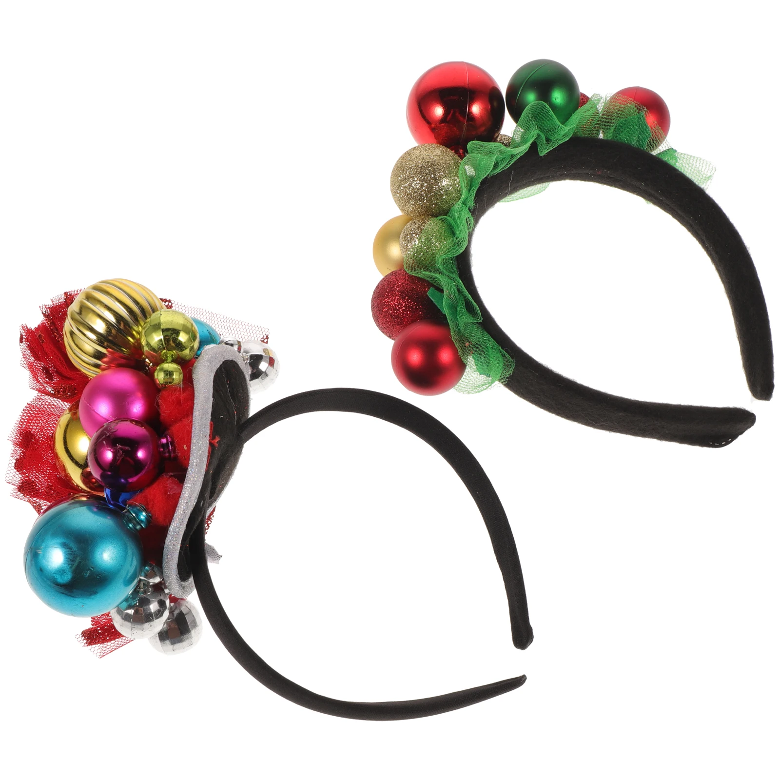 

2Pcs Bell Hair Bands Christmas Hoops Plastic Decorations Safe Material Light Durable Hair Accessories Women Children Festive