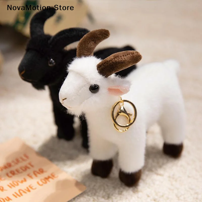 [NM]1Pcs Soft Stuffed Standing Goat Toy Lifelike Goat Pendant Plush Toys Cute Mini Animal Cool Keyring Bags Decoration[NM]