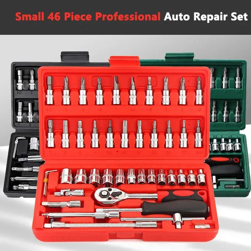 Multifunction Ratchet Wrench Set Sockets Metric Hex Bit Wrench Chrome Vanadium Steel Auto Mechanic Repair Hardware Hand Tools