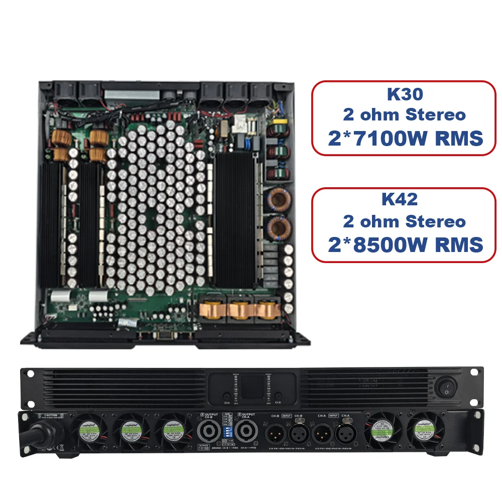 ShennDare K50 Профессиональный цифровой усилитель мощности 2 Ом 2x8500 Вт 2 Ом Стабильная работа 2x4200 Вт 8 Ом DJ сабвуферный усилитель 2-канальный линейный массив акустических систем Усилитель звука для сцены