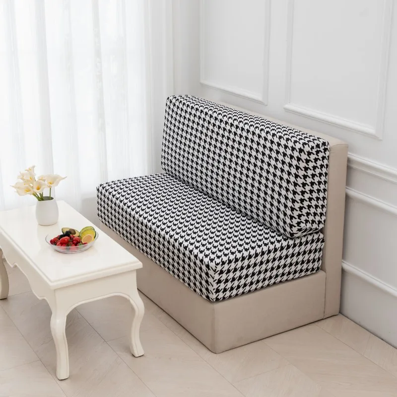 2Pcs/set Jacquard Sofa Seat Cushion Covers Elastic Armless Couch Slipcovers Booth RV Camper Car Bench Backrest Cover