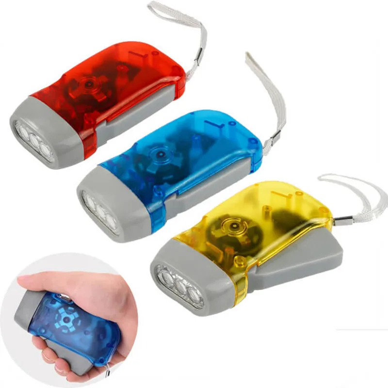 

Outdoors Hand Crank Flashlight Mini Selfelectric Flashlight LED Self Powered Charging Torch Dynamo for Camping Emergency