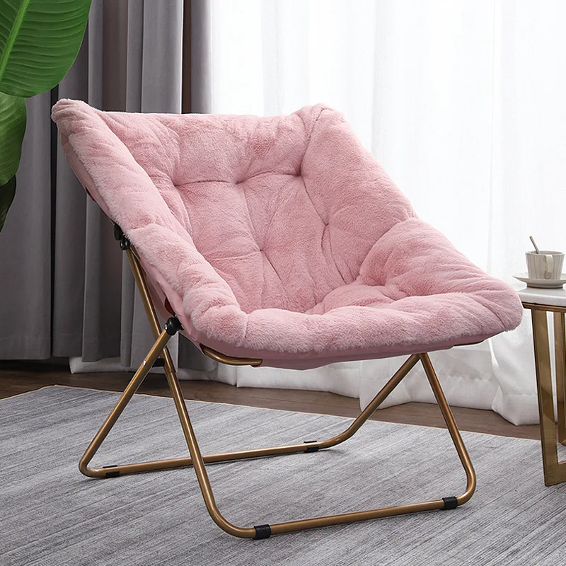 Lightweight Padded Modern Velvet Living Room Steel Square Saucer Folding Reclining Moon Chair For Hotel Use