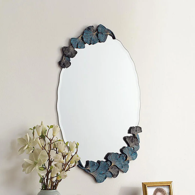 86x50cm  European Light Luxury Oval Mirror Bedroom Bathroom Makeup Wall Decoration Nordic Retro INS Wall Decoration Mirror