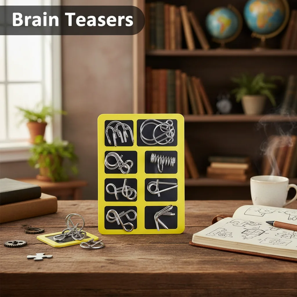 8Pcs/Set Metal Montessori Wire Brain Teaser Puzzles Interactive IQ Mind Game Educational Toys for Adults Stress Relief