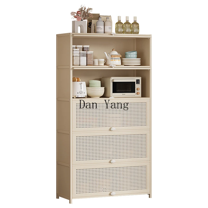 yj cream wind kitchen side cabinet storage microwave oven side cabinet tea cabinet storage storage against the wall