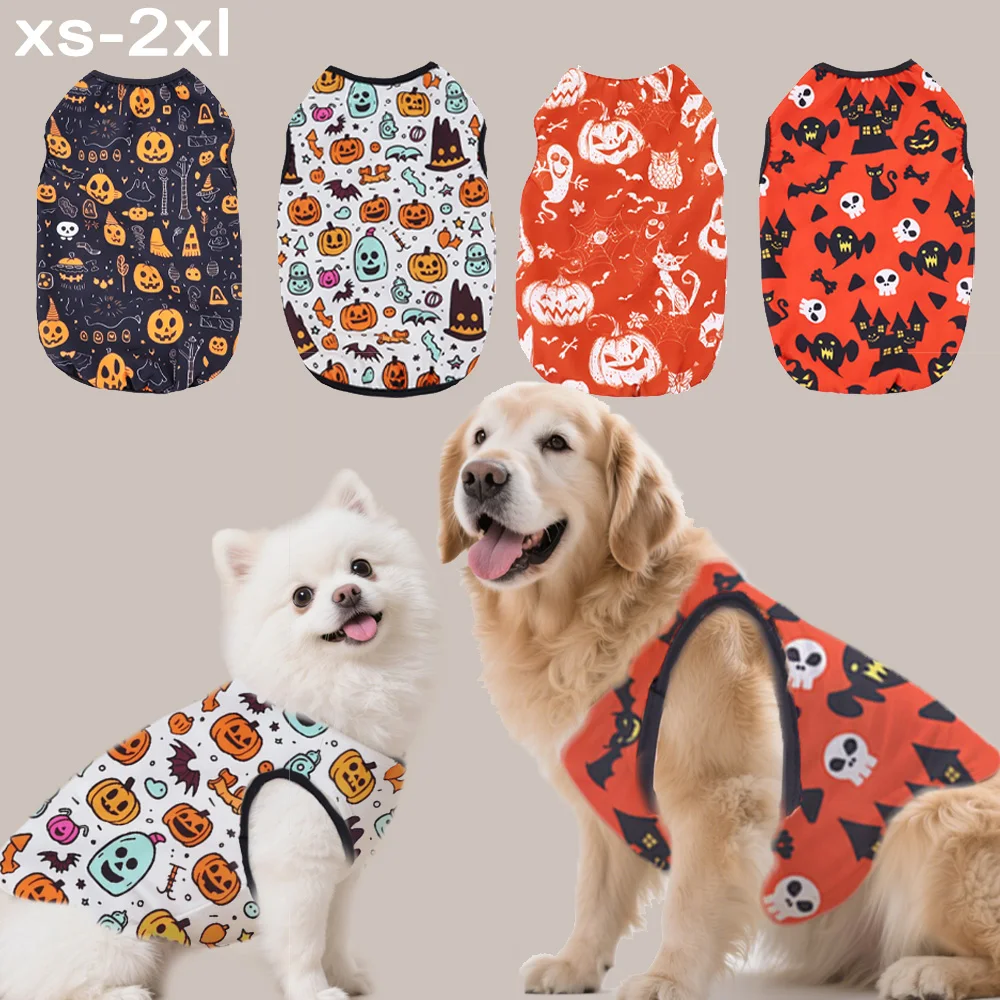 

1 PC Halloween Pet vest. Halloween Night Theme Sleeveless Printed T-shirt Cat & Dog Parties style Multiple Sizes Available.