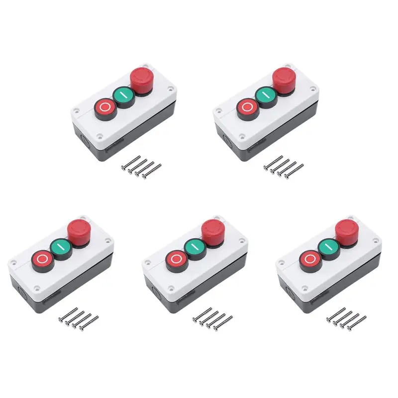 SEWS-5X NC Emergency Stop NO Red Green Momentary Push Button Switch Station 600V 10A