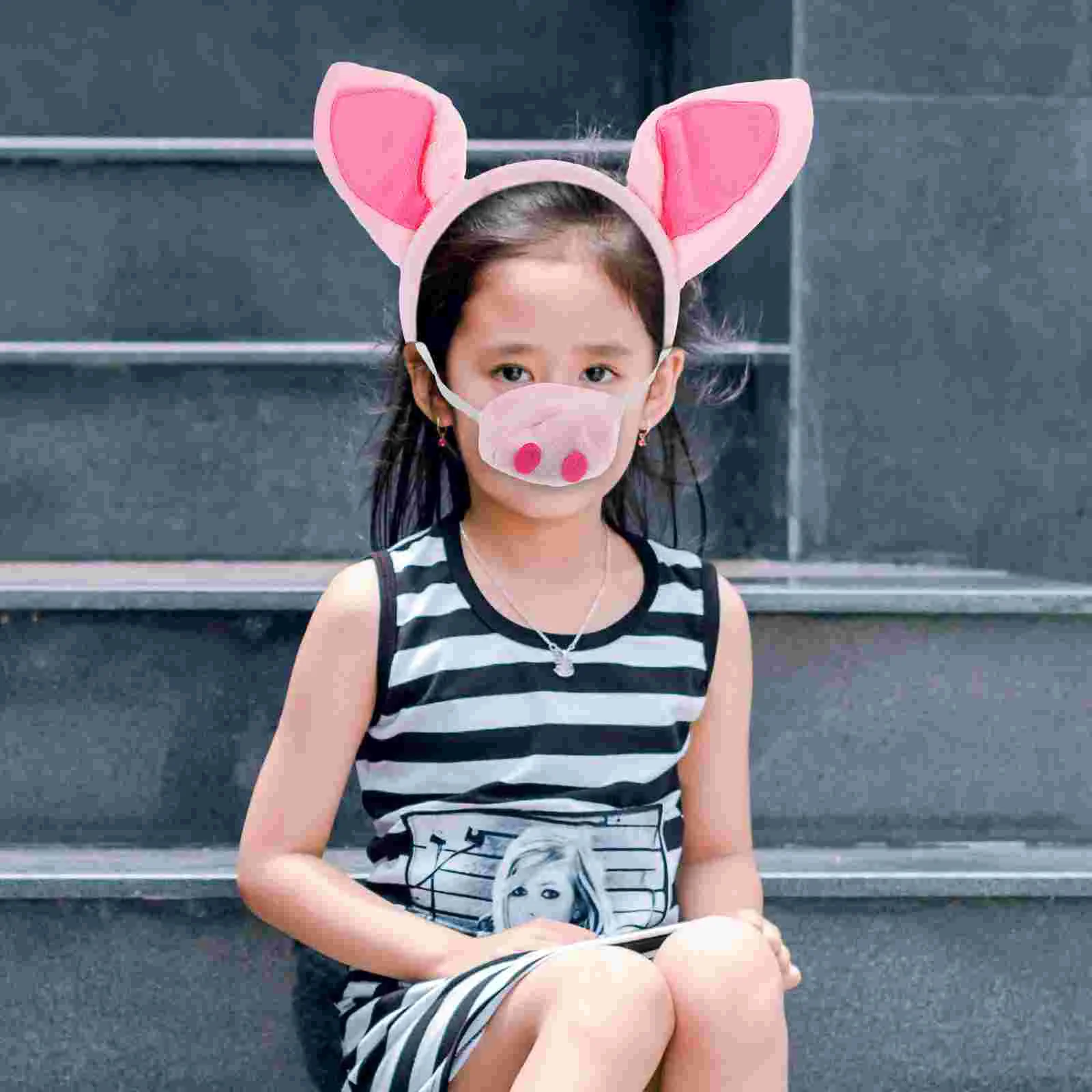 

Head Bands Headband Set Pig Headbands Nose Prop Headgear Costume Accessories Props Role Play Pink Child