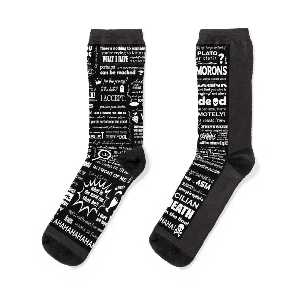 Princess Bride Poison Scene - White on Black Socks christmass gift sheer hockey Socks Men's Women's