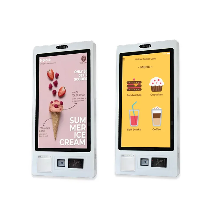New Touch Screen Ordering Kisok Modern Fast Food Self Order Menu Floor Standing Restaurant Payment Kiosk with SDK Barcode Reader