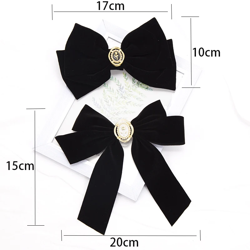 Black Burgundy Velvet Bow Spring Clip Hair Pin Elegant Fabric Alloy Roses Hair Clips Women Ponytail Barrette Heawear Accessories