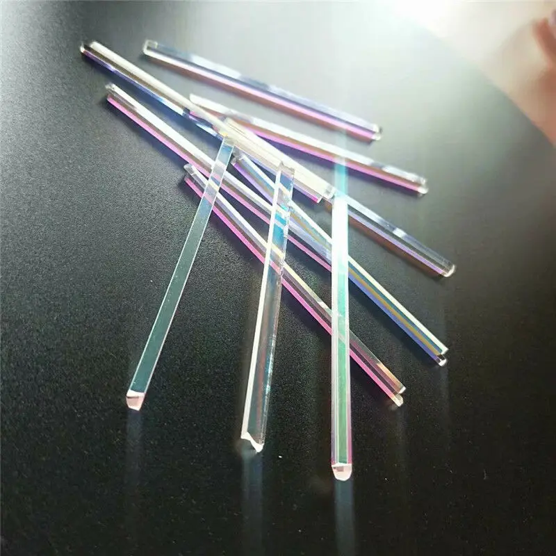 30pcs Defective Long Optical Glass Prism 7.2cm Length Colorful Crafts Decorative Prism Rainbow Strip Prism