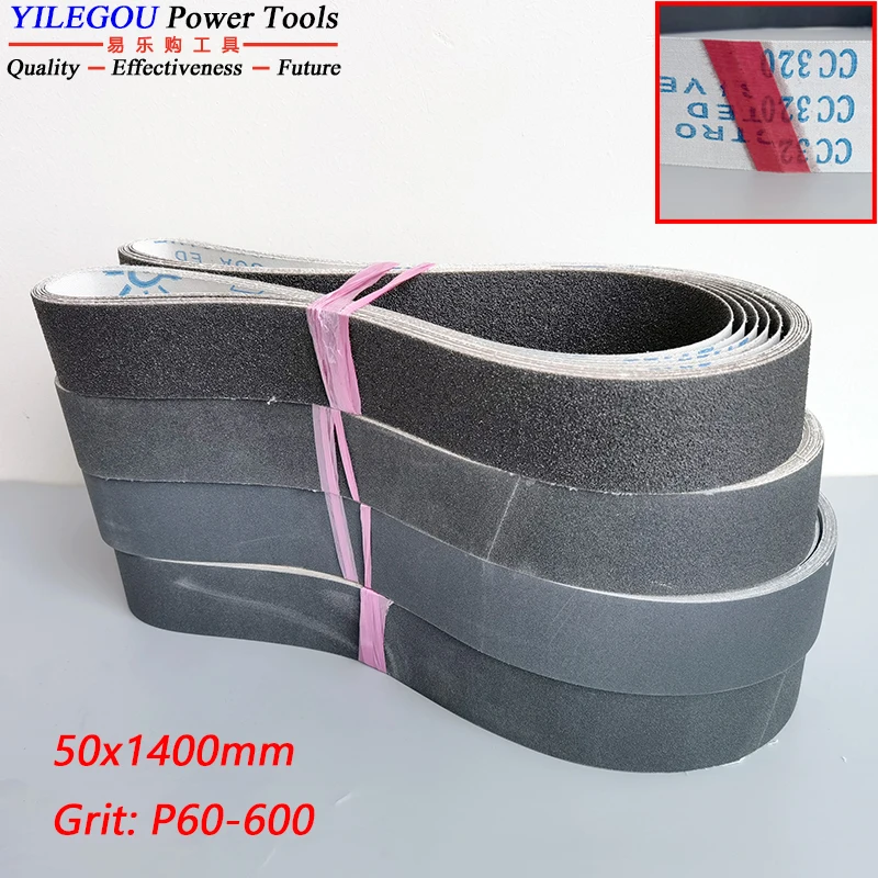 

5 Pieces 50 x 1400mm Sanding Belt For Metal. 2" x 55" Silicon Carbide Abrasive Band 1400*50mm. Dry Wet Dual-Use P60-600 Mix Pack