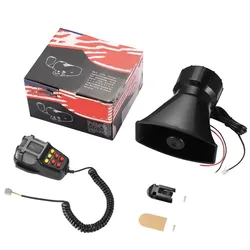 7 Sound Car Alarm Horn DC12V 24V 100W 125DB with MIC Loud Motorcycle Siren Vehicle Truck Warning Loudspeaker Police Firemen