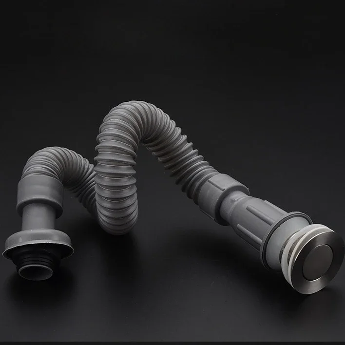 

Сливная труба против запаха, бытовой умывальник для ванной комнаты, серый двухсторонний удлинитель, гибкий шланг, аксессуары для ванной комнаты