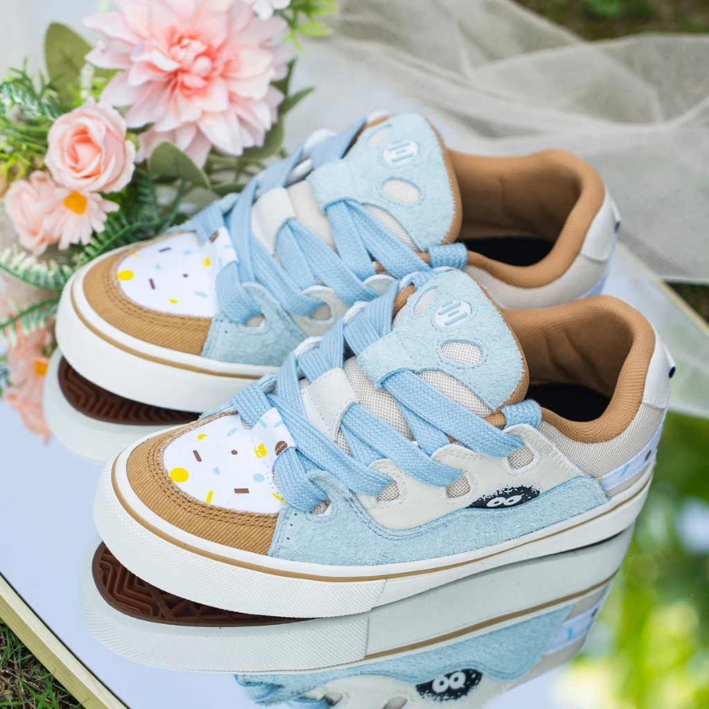 Ollieskate Suede Magic McFlurry Ice Cream Low Top Casual Shoes Shock Absorb Non Slip Unisex Sneakers