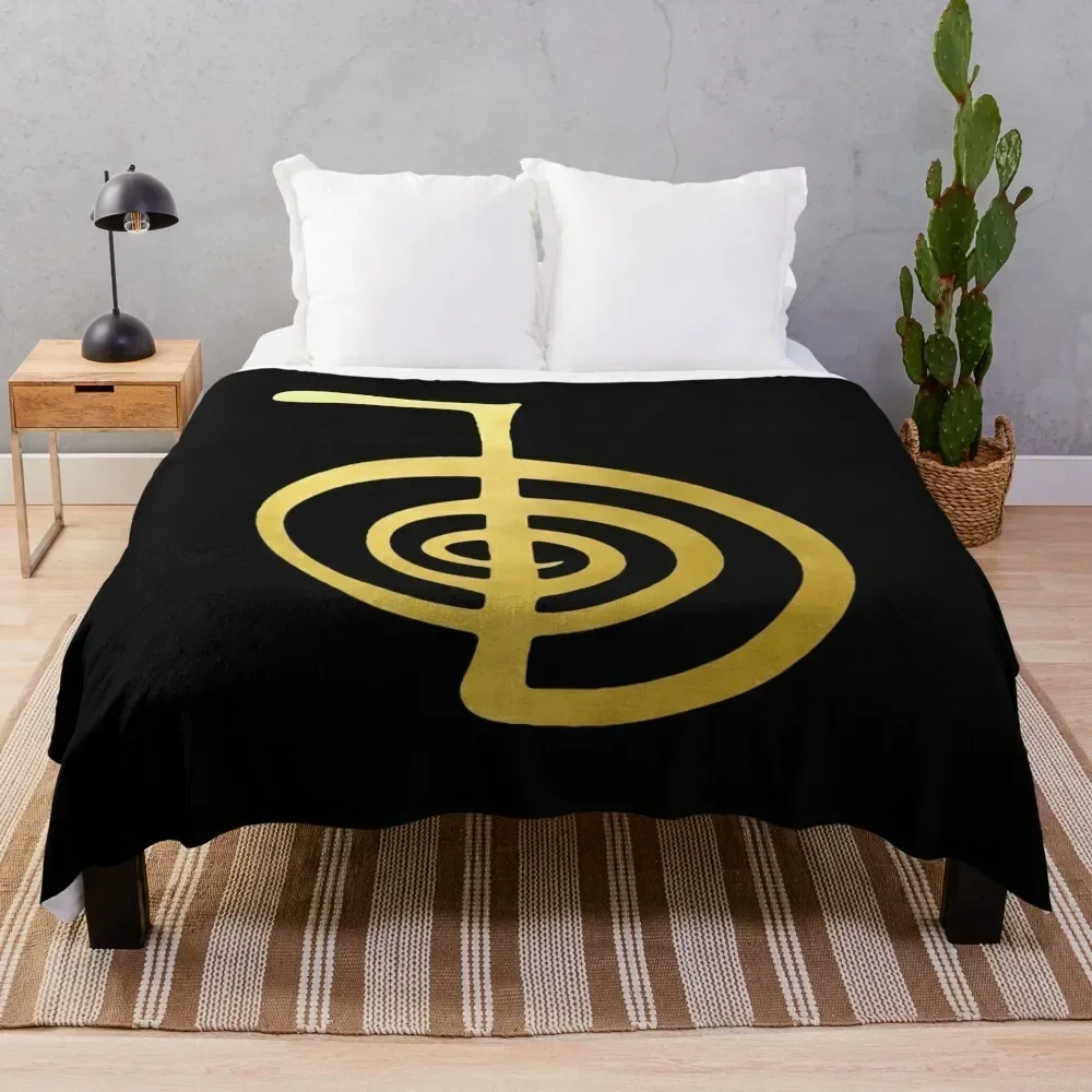

Reiki healing CHO KU REI The Power Symbol gold spiritual element Throw Blanket cosplay anime Moving Soft Big Blankets