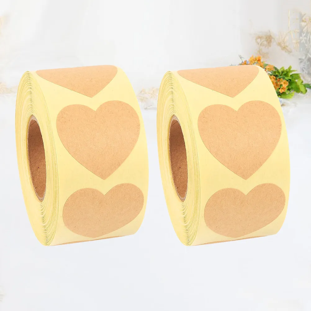 2 Rolls Heart Shape Stickers 1 Inch Strong Hold Self Adhesive for Candy Biscuit Bags Notebook Furniture Craft DIY Wrapping