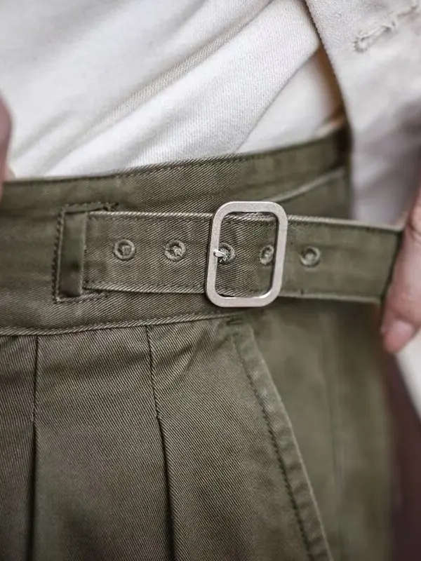 Naples Casual Pants Men's American Workwear Loose Straight Leg British Style Long Trousers Cotton mid Waist Button Fly