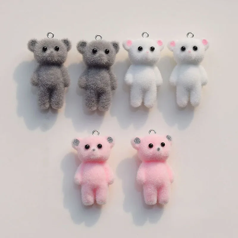 15pcs Little Bear Pendant Bulk Wholesale Cute 3D Little Bear Charm for Earring Keychain Pendant Accessory Diy Craft Jewelry Make