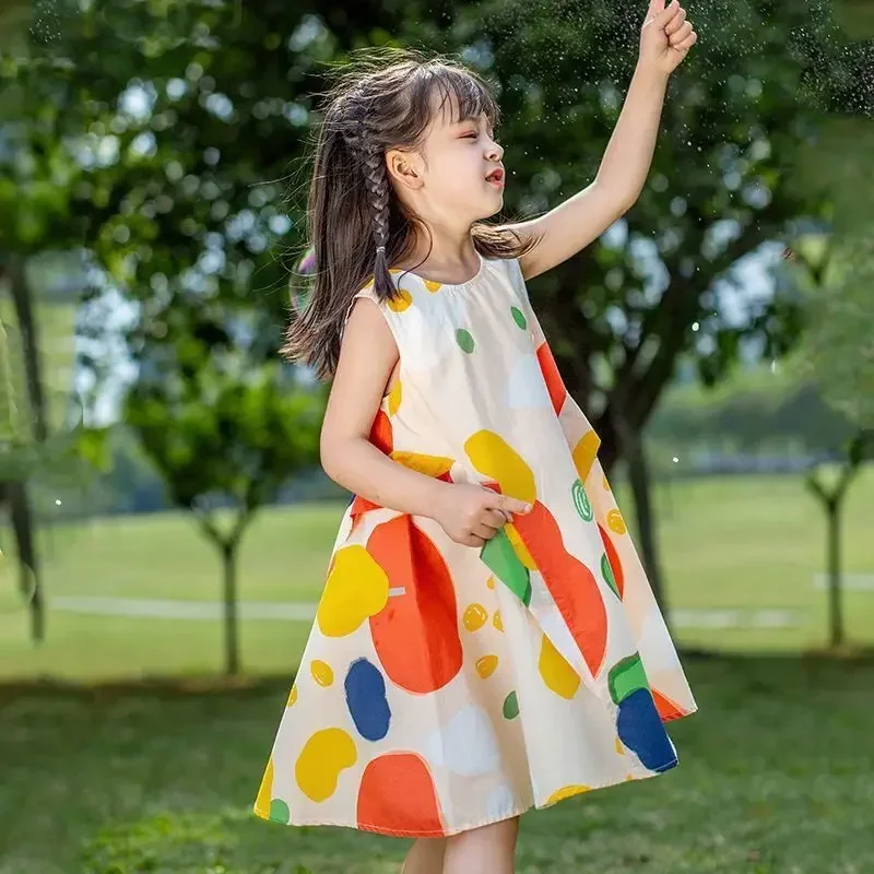 2 To 12 Years Girls Beach Dress 2024 Summer Sleeveless Ball Gown Clothing Kids Baby Princess Dresses Bohemian Children Clothes