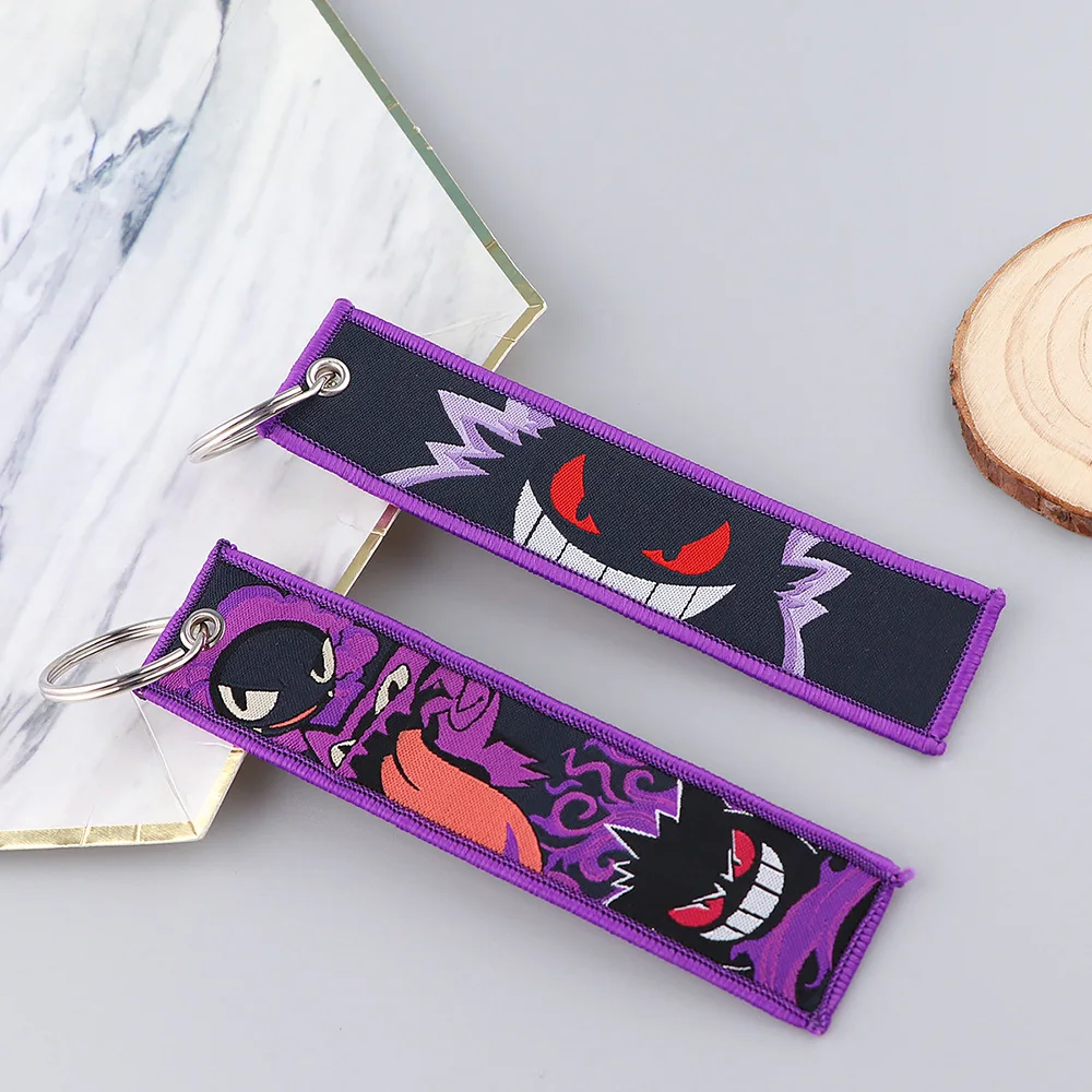 Embroidered Cute Tag keys Car Keychains for Men Keyring Japanese Anime Women Men Novel Fashion Jewelry Accessories