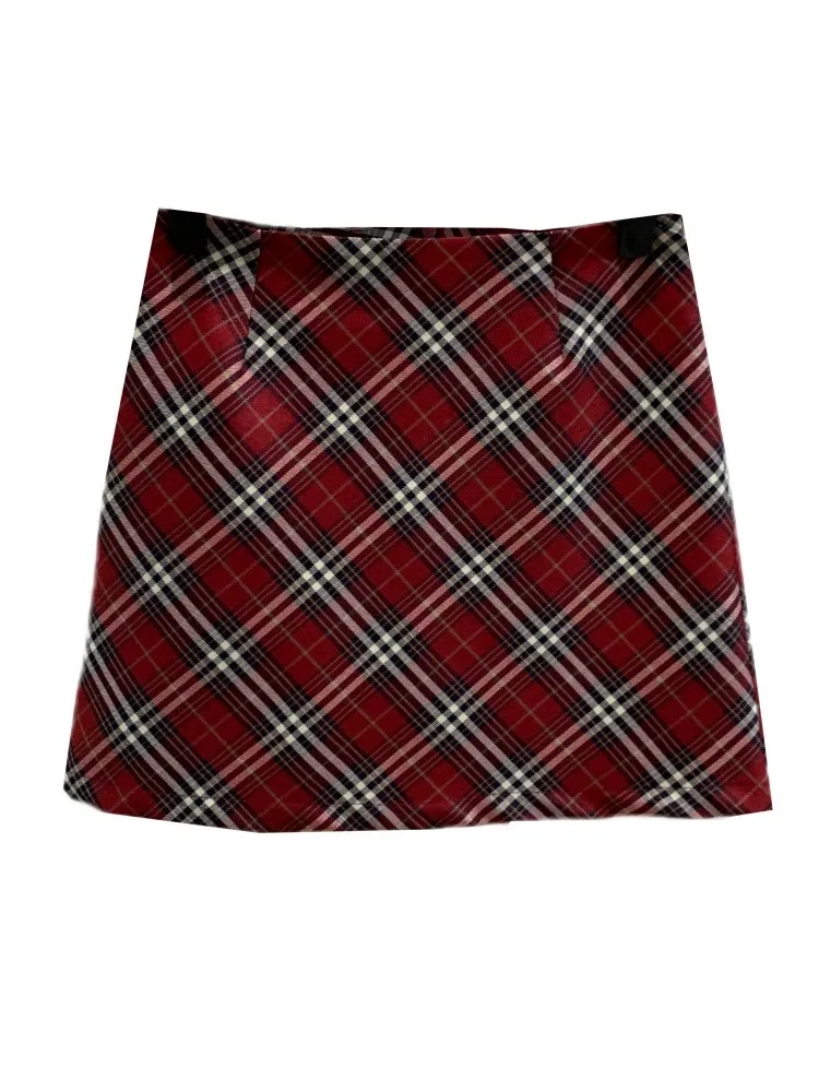 Summer Hot Selling British Style Mini Skirt Women Plaid Zipper A-line Skirts 2024 Casual Harajuku Korean Fashion Y2k Clothes