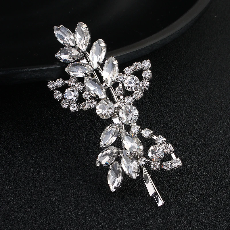 Bridal Rhinestone Side Flower Hair Clip Wholesale Wedding Hair Accessories for Girls