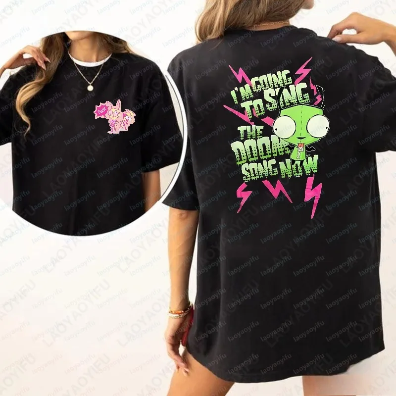 Invader Zim Alien Singing Doom Song Design Unisex Cotton T-Shirt Summer Casual Fashion Trendy Graphic Tee For Men and Women