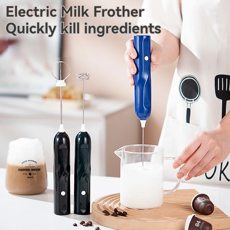 1PC Electric Egg Beater Handheld Milk Frother Wireless Coffee Whisk Mixer Household 3 Speeds Cappuccino Foamer